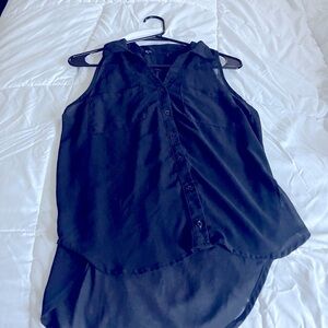 Black Button down see through blouse